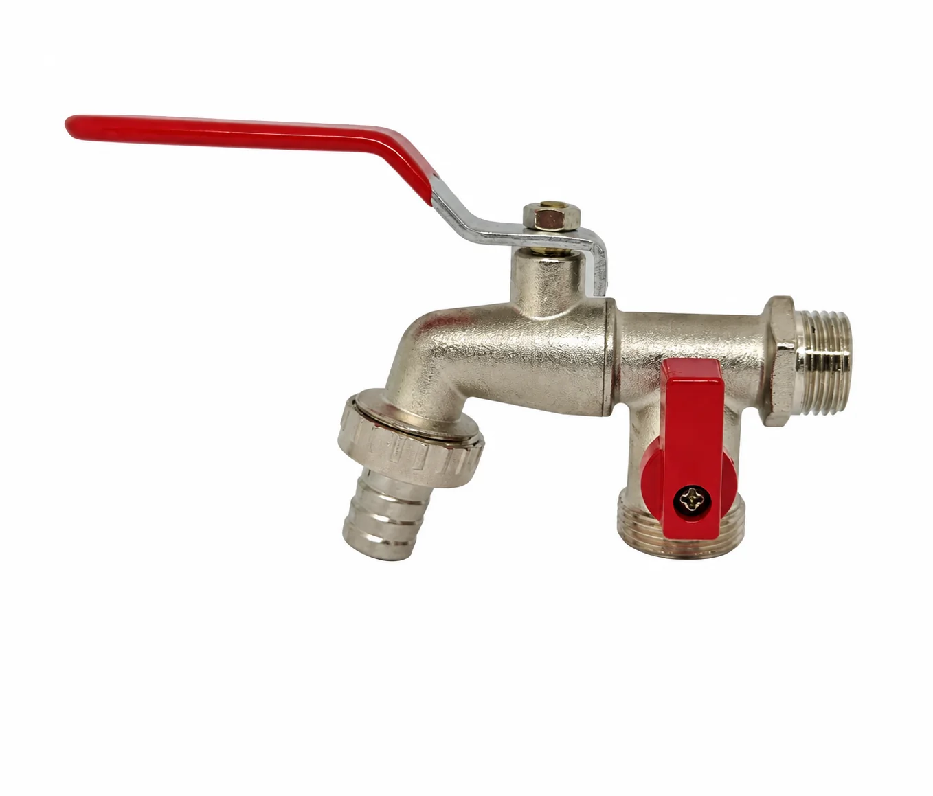 Dual-outlet metal garden tap
