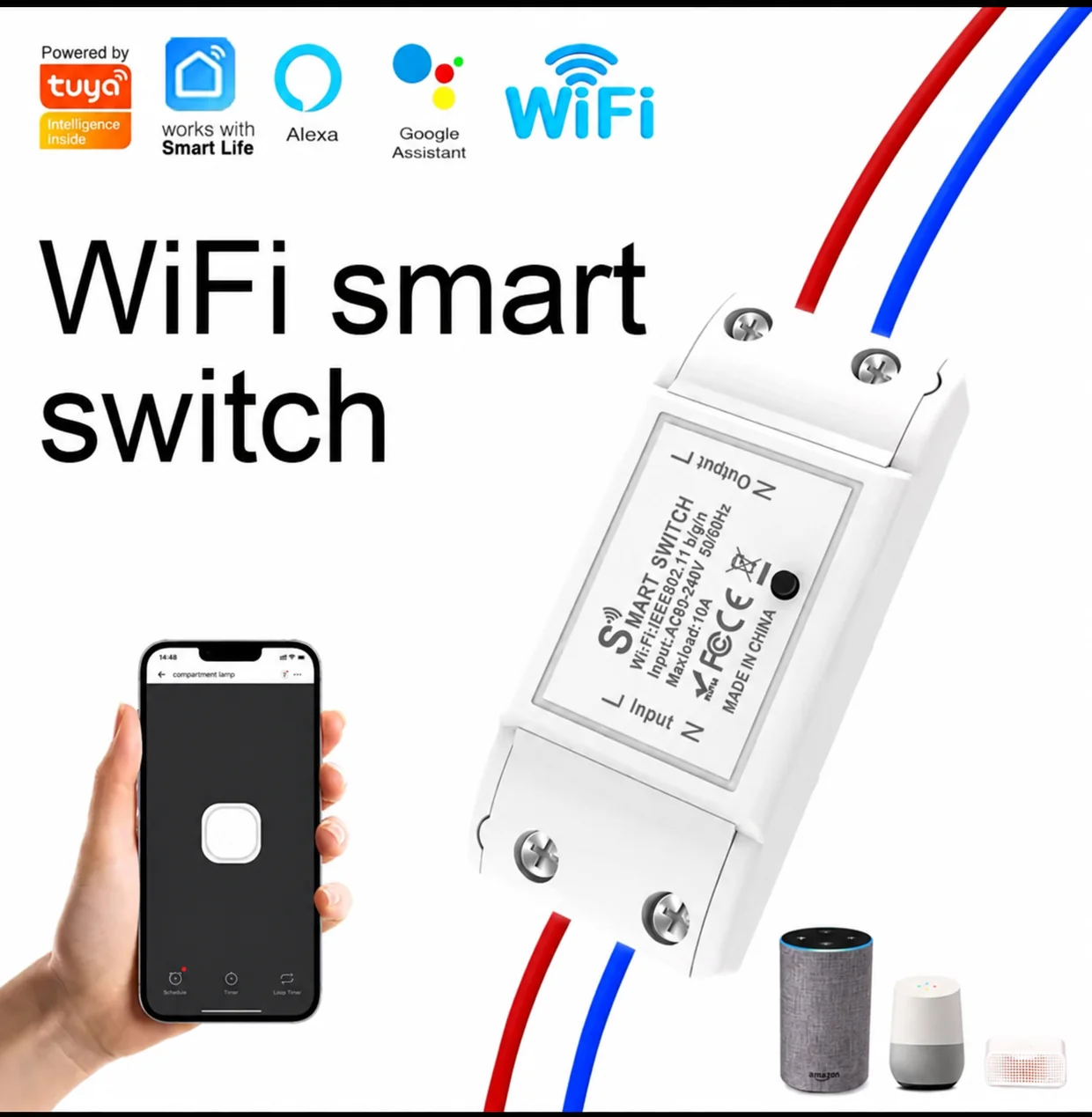 Tuya Wi-Fi inline smart switch — 10 A