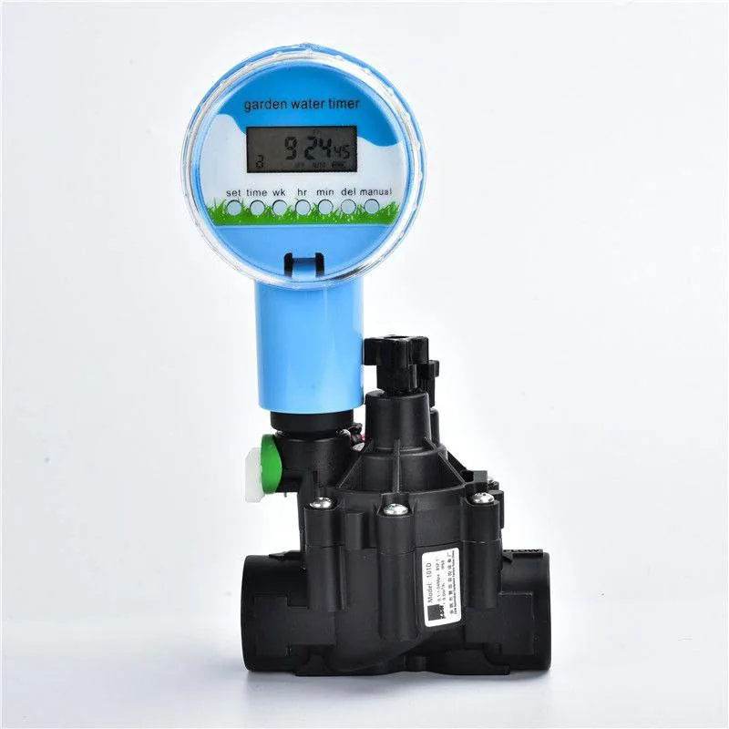 Blue LCD irrigation timer with inline solenoid valve