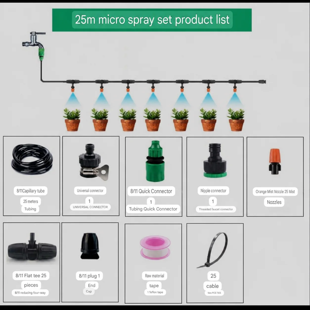 25 m micro misting irrigation kit